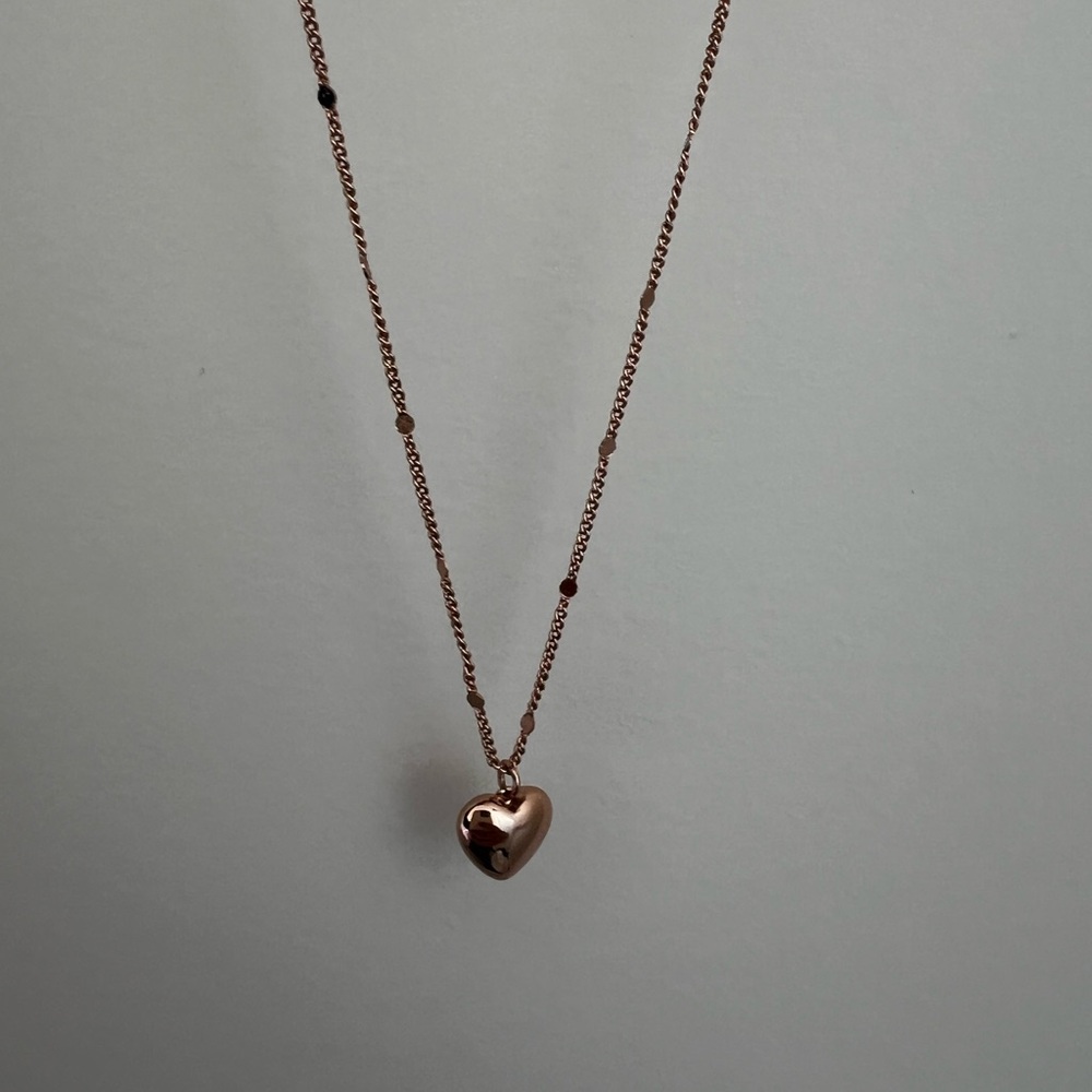 Rose Gold Heart Pendant Necklace - Women Jewelry